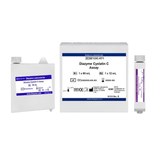 Diazyme Cystatin C Test Kit (liquid stable ), R1: 1 x 60 mL; R2: 1 x 12 mL