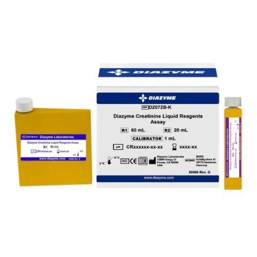 Diazyme Enzymatic Creatinine Test Kit (liquid stable), R1: 2 x 60 mL; R2: 2 x 20 mL