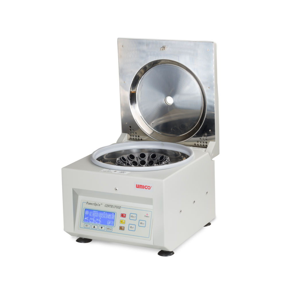 PowerSpin DX, Model C8724 Centrifuge, 24 Places with 60 min digital timer, variable speed 1000~3400 rpm with 0-rpm safety lid latch, capacity 24x10 ml tubes, 16x15 ml tubes. 110V