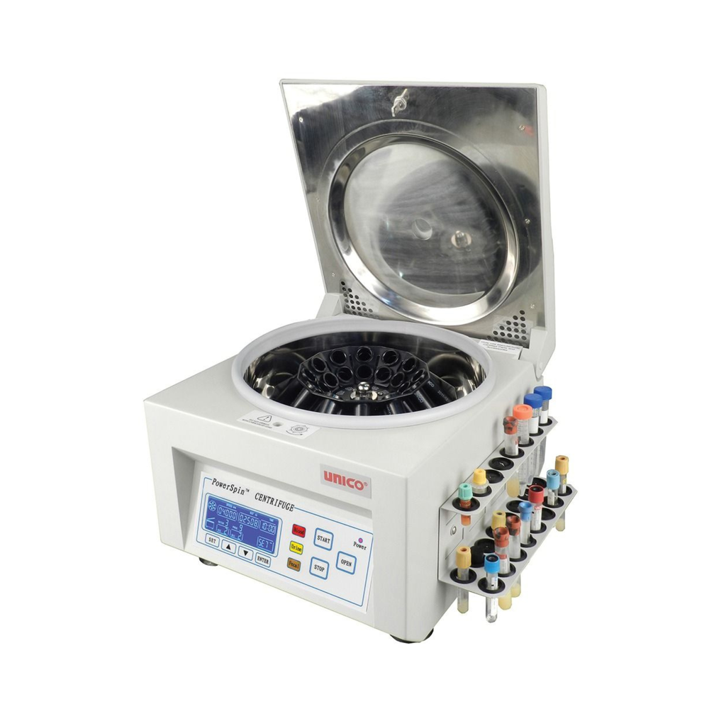 PowerSpin DX, Model C8724 Centrifuge, 24 Places with 60 min digital timer, variable speed 1000~3400 rpm with 0-rpm safety lid latch, capacity 24x10 ml tubes, 16x15 ml tubes with 24 place Tube Holdster Rack