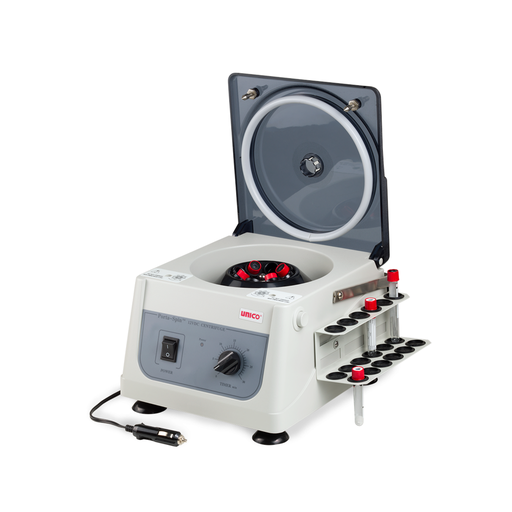 [C828H-N] PowerSpin Porta-Spin Portable 12 VDC Centrifuge fixed speed 3700 RPM, 8 Place rotor, 30 min. timer, 8x10ml capacityr with 18 Place Tube Holdster Rack